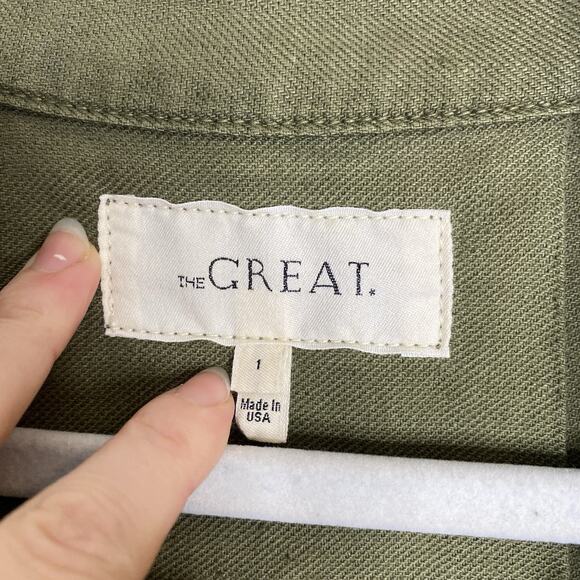 THE GREAT The Swingy Army Canvas‎ Jacket Green Japanese Twill Size 1 - Picture 7 of 10